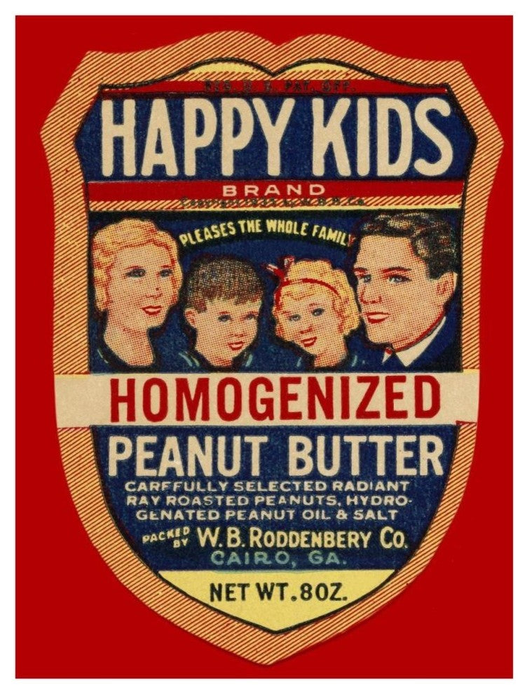 "Happy Kids Homogenized Peanut Butter" Print by Retrolabel, 29"x38"