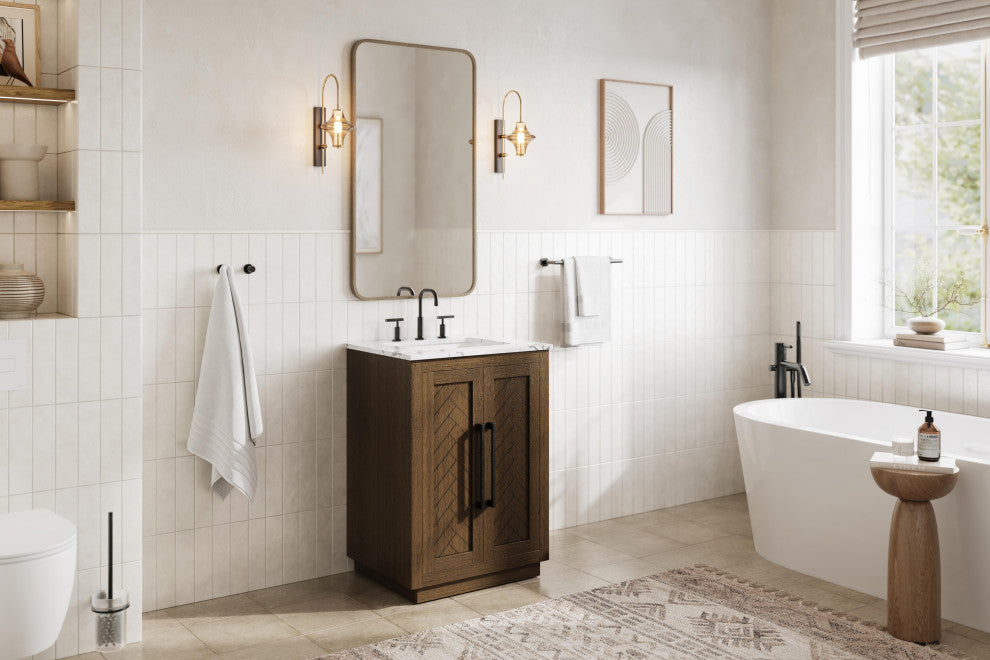 Home Living 24" Single Bathroom Vanity, Hazel Oak