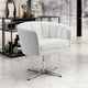 Accent Chair, Faux Vinyl Leather, Steel, White, Silver, Lounge Cafe Hospitality