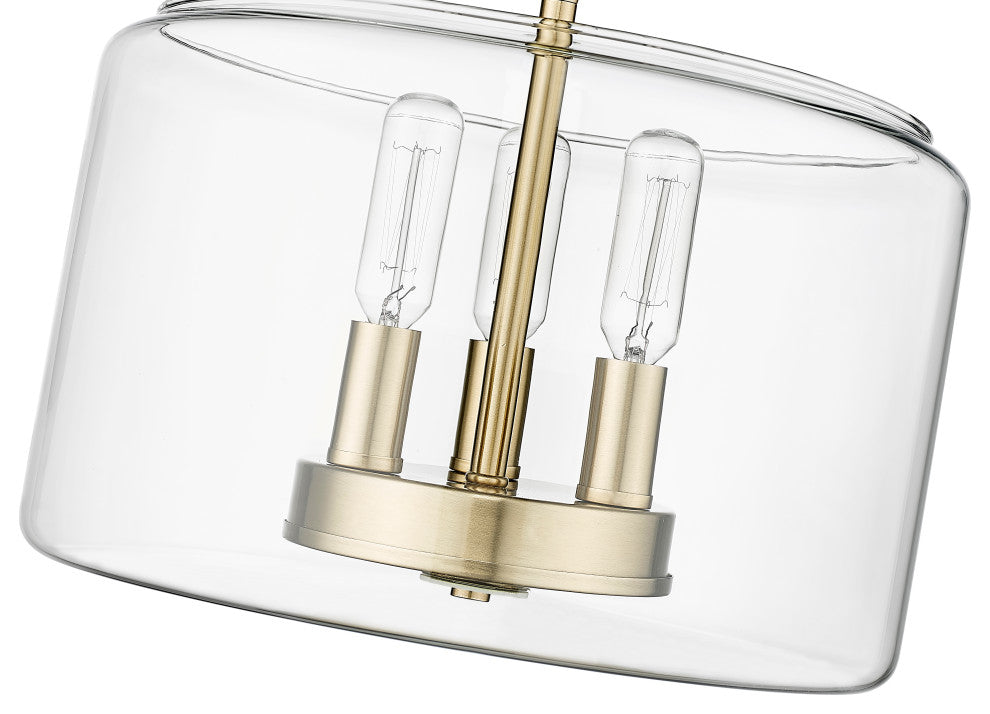 Asheville 3-Light 11" Semi-Flush Modern Gold