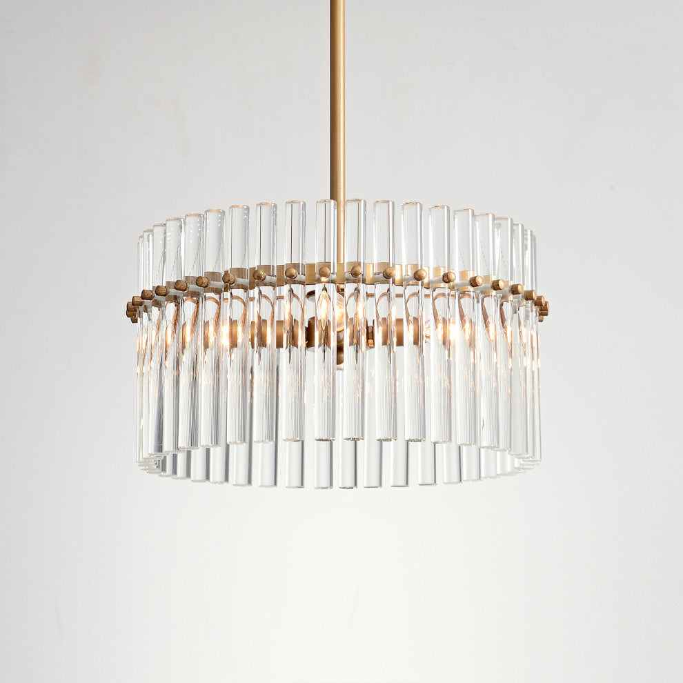 Eva 4-Light Brushed Brass Crystal Chandelier