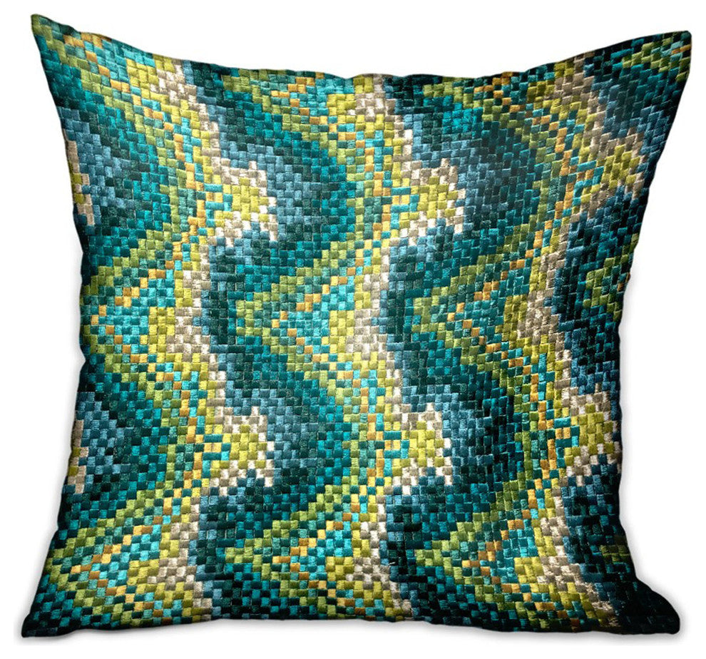 Plutus Montage Haven Green Geometric Luxury Throw Pillow, 16"x16"