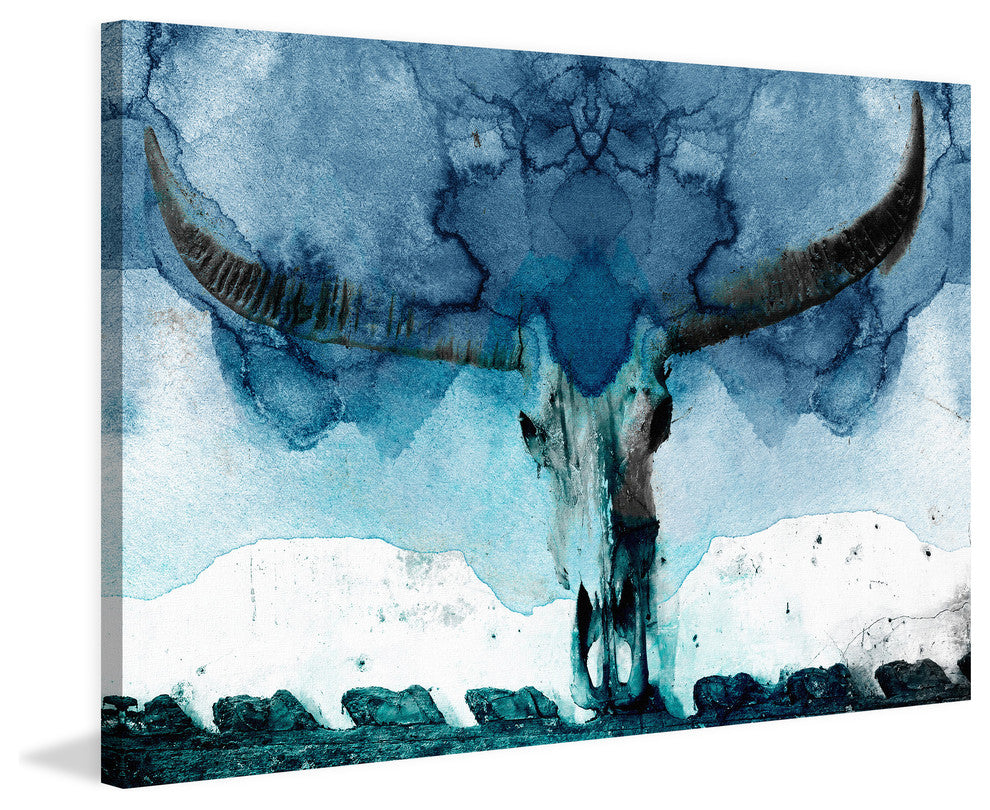 "Horned Blue" Painting Print on Wrapped Canvas