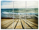 "Wooden Pier in Waving Sea" Photo Metal Wall Art, 3 Panels, 36"x28"