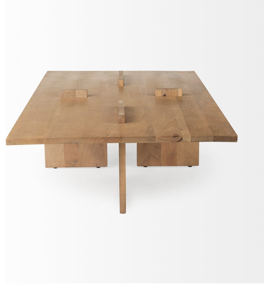 Aida 56x34x15 Wood Rectangle Coffee Table, Natural Brown