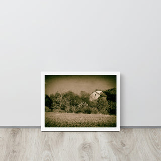 Abandoned Barn In The Trees Vintage Framed Photo Paper Wall Art Prints, White, 12" X 16"