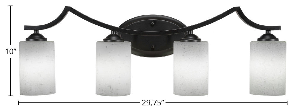 Zilo 4 Light Bath Bar, Matte Black Finish, 4" White Muslin Glass