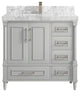Aberdeen 36 Center Sink Bath Vanity in Coventry Gray 2" Carrara Marble