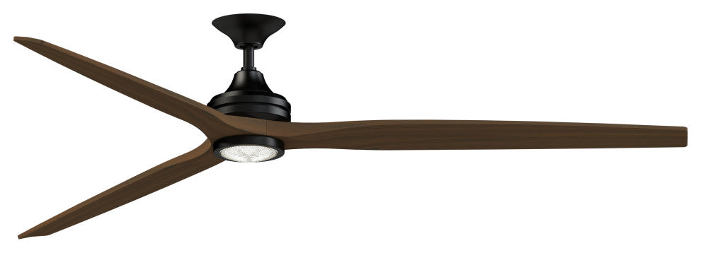 Fanimation Spitfire 84" Fan/LED Light, Black, Black/Whiskey Wood Blades