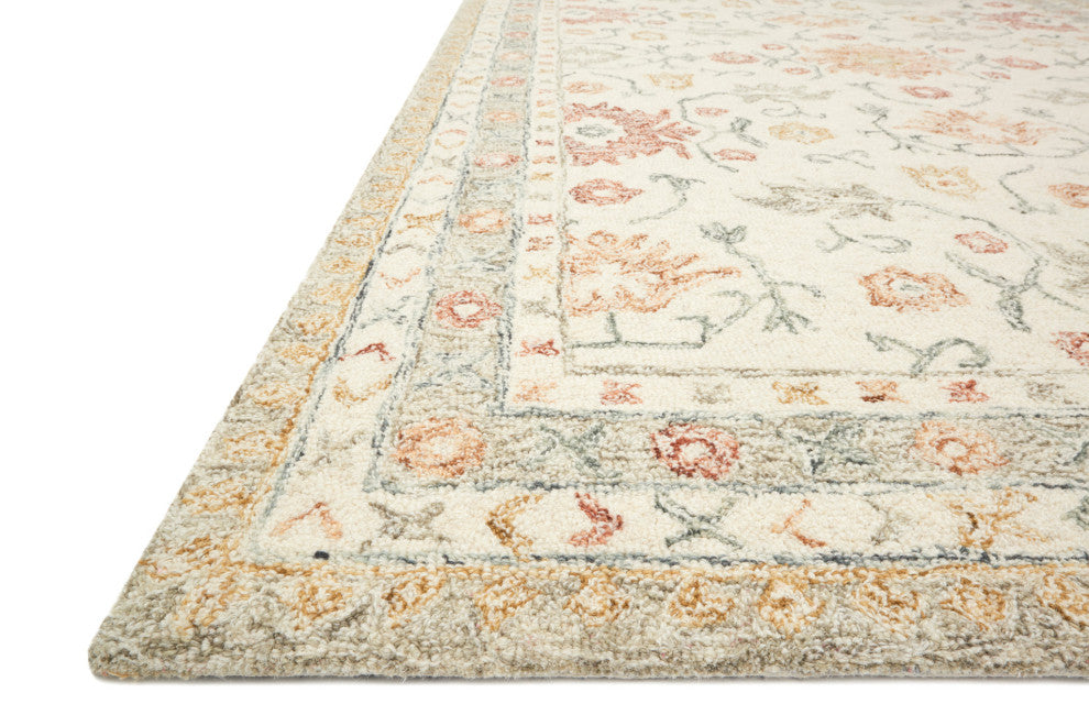 Hooked Wool Pile Norabel NOR-03 Ivory / Rust Area Rug by Loloi, 5'-0" X 7'-6"