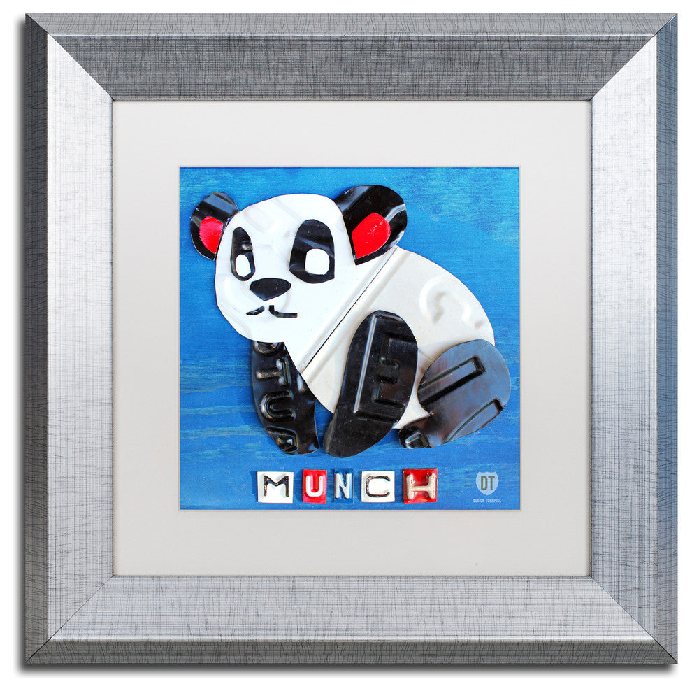 "Munch the Panda" Silver Framed Canvas Art by Design Turnpike