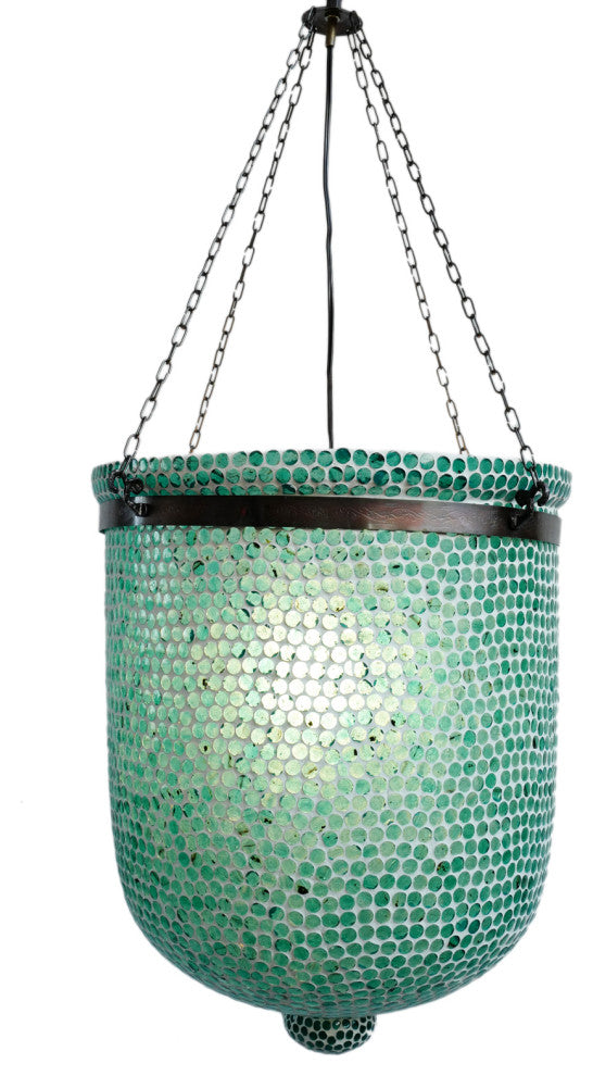 Blue Mosaic Bucket Pendant, Large