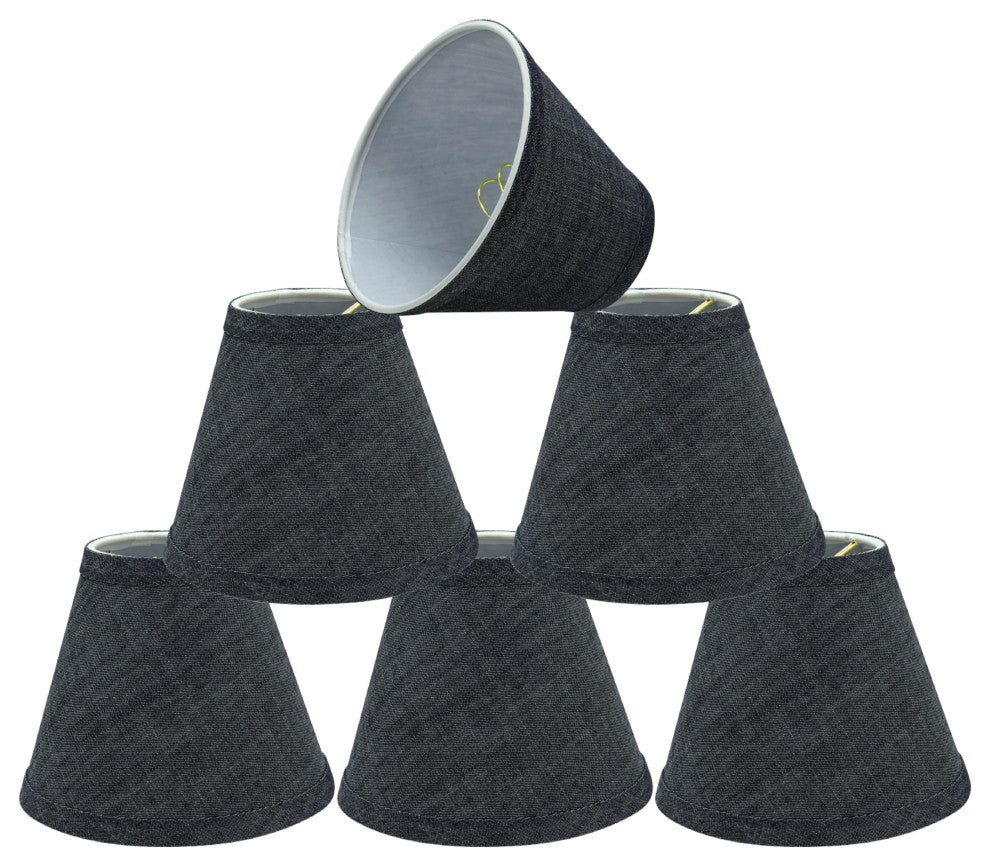 32120-6 Small Hardback Empire Chandelier Clip On Lamp Shade Gray-Blue 3"x6"x5"