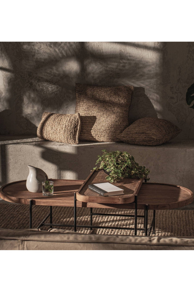 Oval Wooden Tray Coffee Table Set, dBodhi Coco, 17/25"w X 33/63"d X 19/16"h