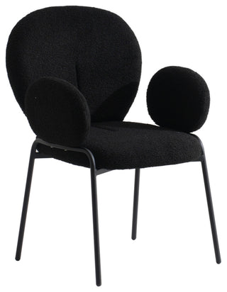 Celestial Series Boucle Dining Arm Chair, Black Frame with Black Fabric