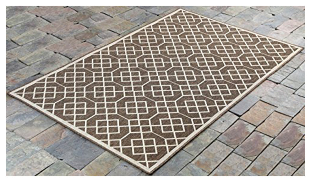 Geometric Blocks Indoor/Outdoor Area Rug, Brown, 4'5"x7'