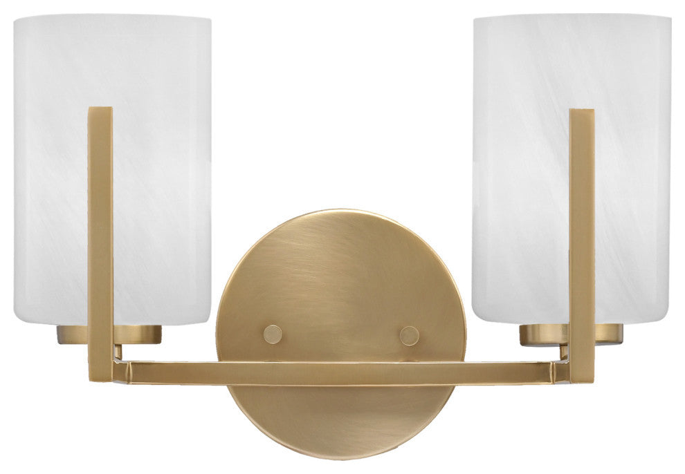 Atlas 2-Light Bath Bar, New Age Brass/White Marble