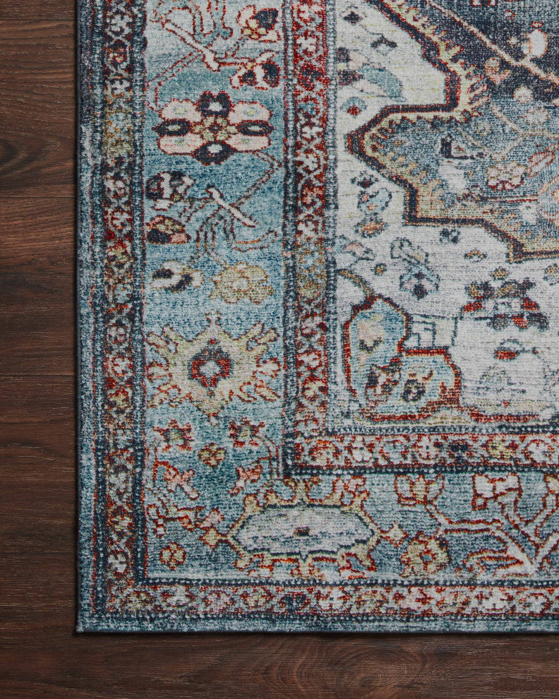 Margot Oriental Ocean/Brick Area Rug, 7'6"x9'6"