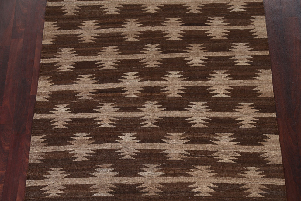 Natural Dye Tribal Kilim Oriental Wool Area Rug Flat-woven Tribal Carpet 5x7