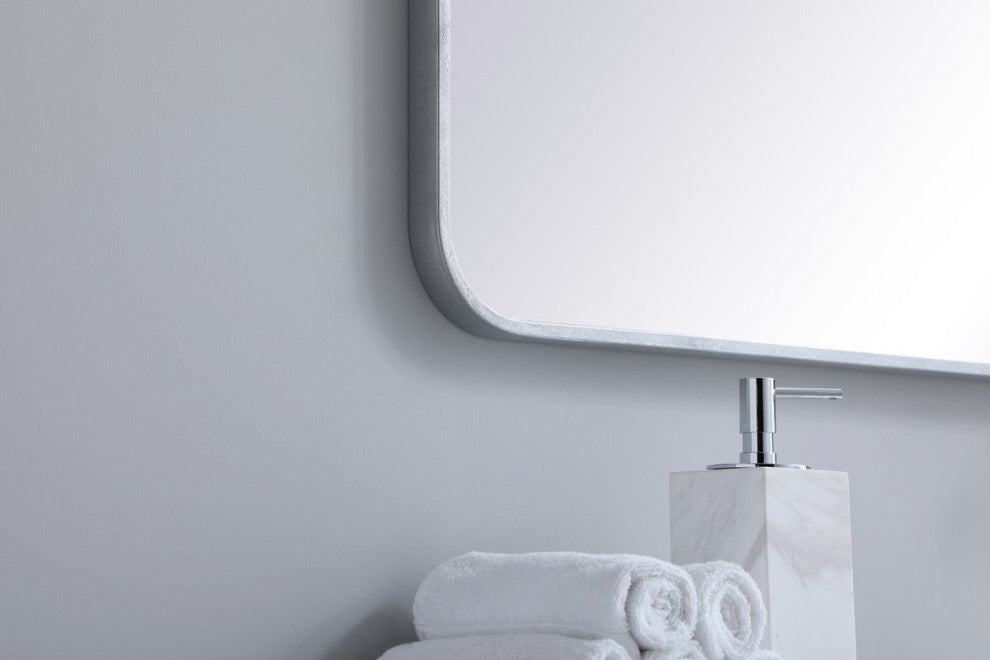 Ellis Soft Corner Metal Rectangular Mirror, Silver, 30" x 36"