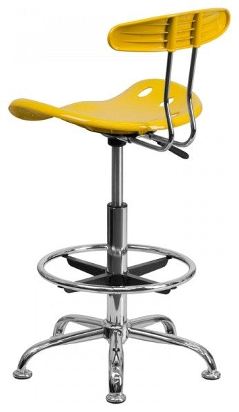 Vibrant Drafting Stool With Tractor Seat, Yellow
