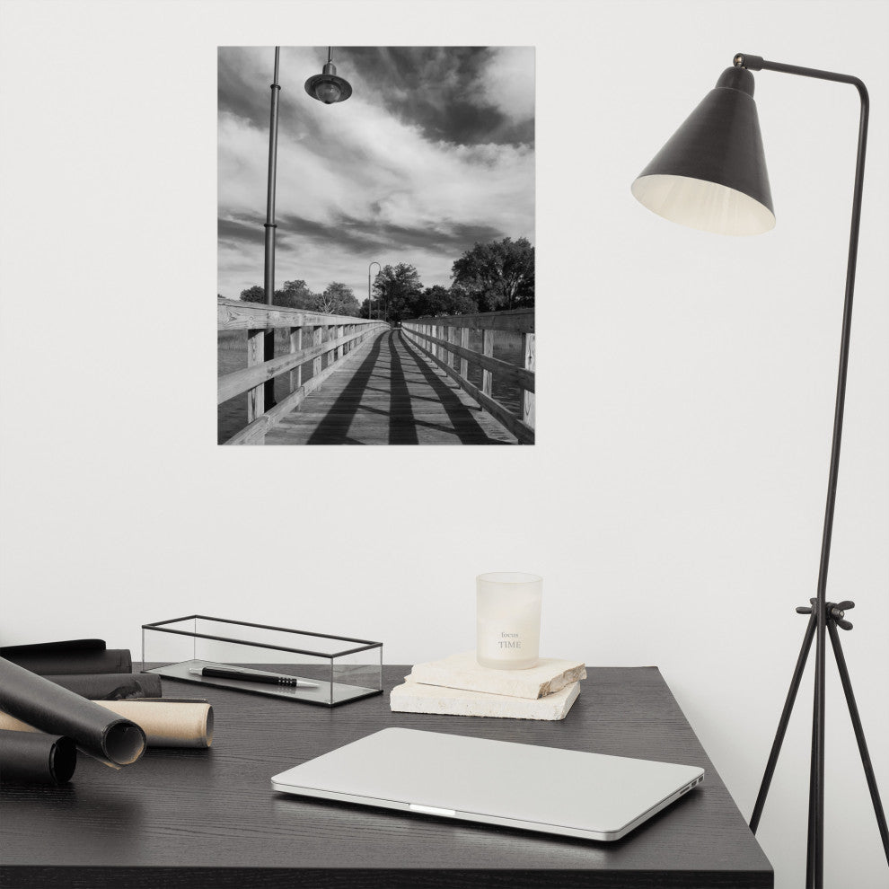 Follow the Lines Black & White Landscape Photo Unframed Wall Art Print, 16" X 20"