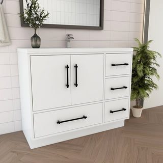 Victoria 42" Solid Wood Bath Vanity Right Side Drawers, Glossy White