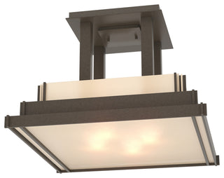 Steppe Large Semi-Flush, White Art Glass, Dark Smoke