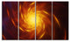 Yellow Whirlpool Fractal Spirals, Abstract Art on Canvas, 48"x28", 4 Panels