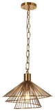 LNC Artmatrwer 1-Light 11" Modern Geometric Metal Pendant Light, Brass