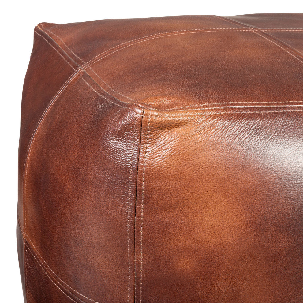 Surya Sheffield Dark Brown Pouf 18"H X 18"W X 18"D