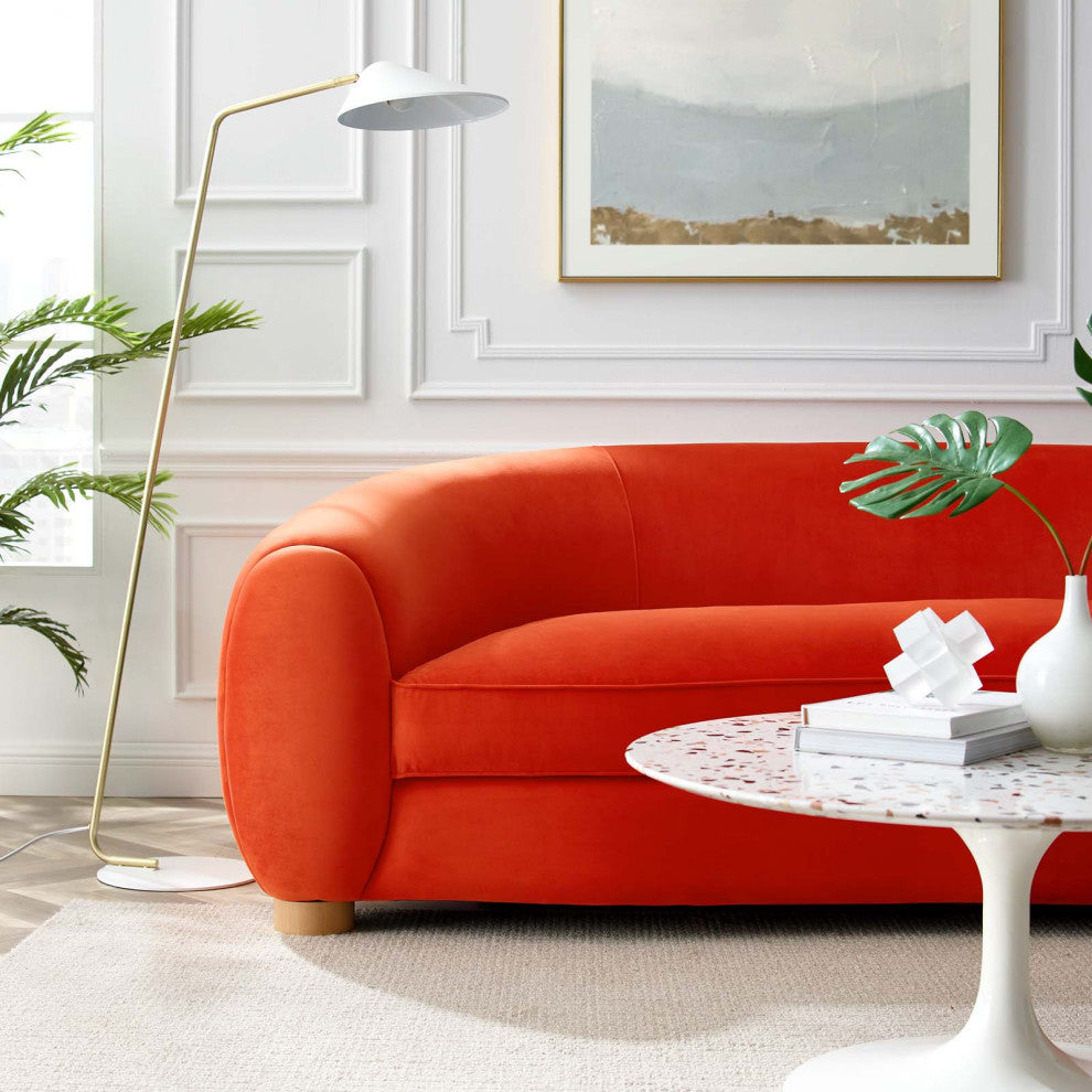 Sofa, Velvet, Orange, Modern, Living Lounge Room Hotel Lobby Hospitality