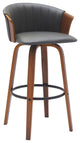 Diana 26" Swivel Walnut Wood Counter Stool, Gray Faux Leather, 30