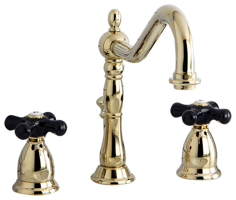 Kingston Brass Widespread Bathroom Faucet With Brass Pop-Up, Polished Brass