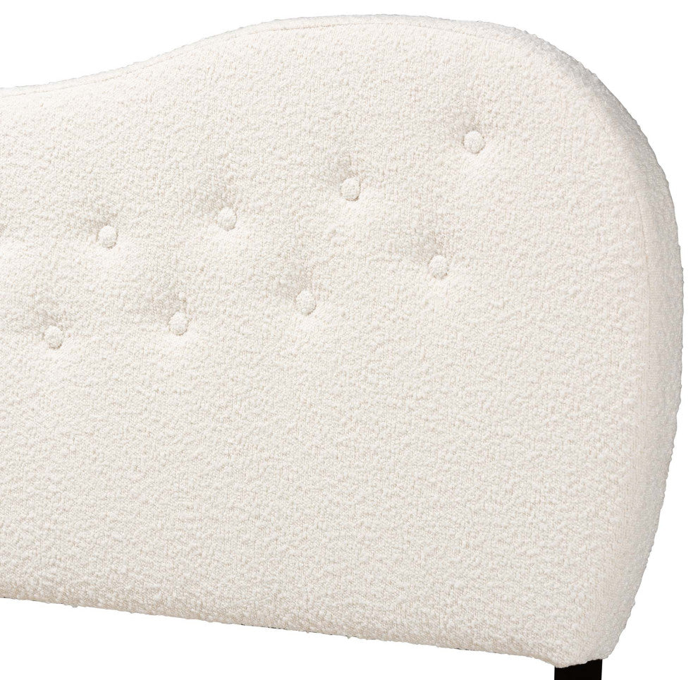 Modern Cream Boucle Fabric Queen Size Headboard