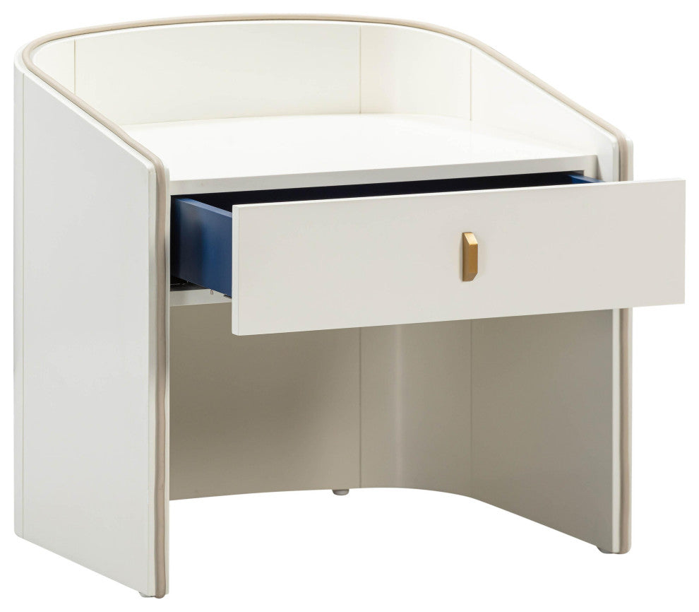 Collins Lacquer Nightstand, Cream