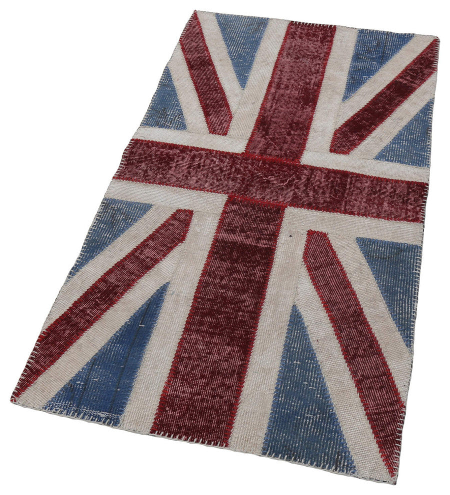 Rug N Carpet - Handwoven Oriental 2' 8'' x 5' 0'' Flag Patchwork Rug