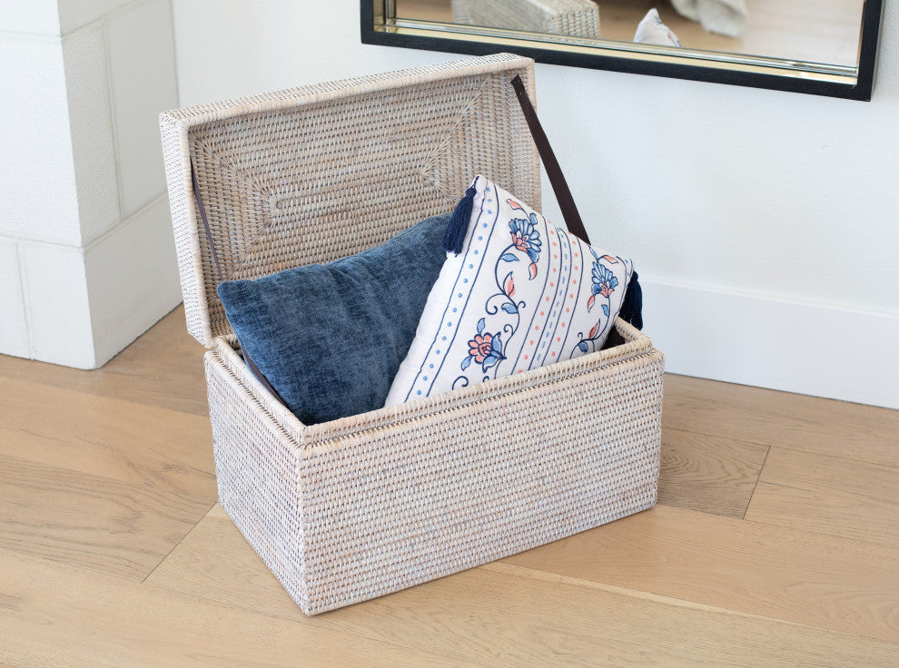 Artifacts Rattan™ Rectangular Hinged Chest/Trunk, White Wash, Small