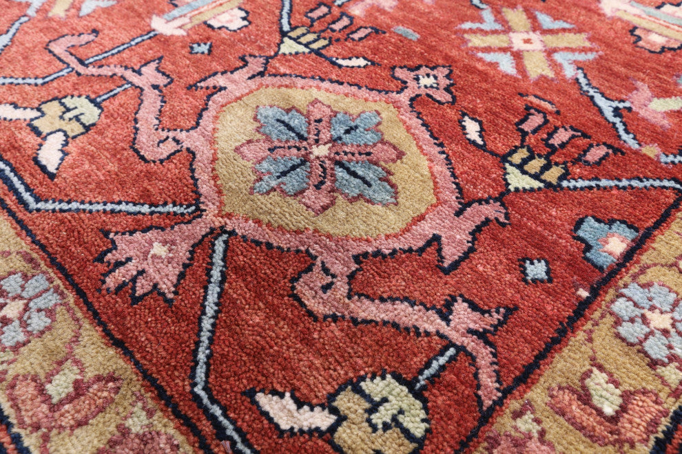 9' 0" X 11' 11" Handmade Persian Fine Serapi Wool Rug - Q14692