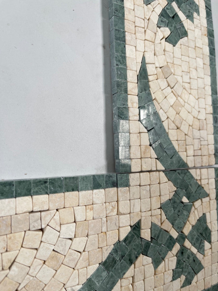 Marble Mosaic Border Listello Accent Tile Clover Green 4.7x12 Polished, 1 piece
