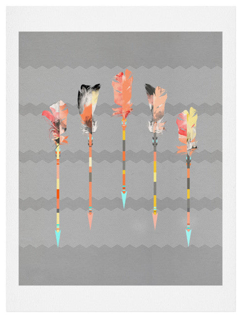 Deny Designs Iveta Abolina Gray Pastel Feathers Art Print