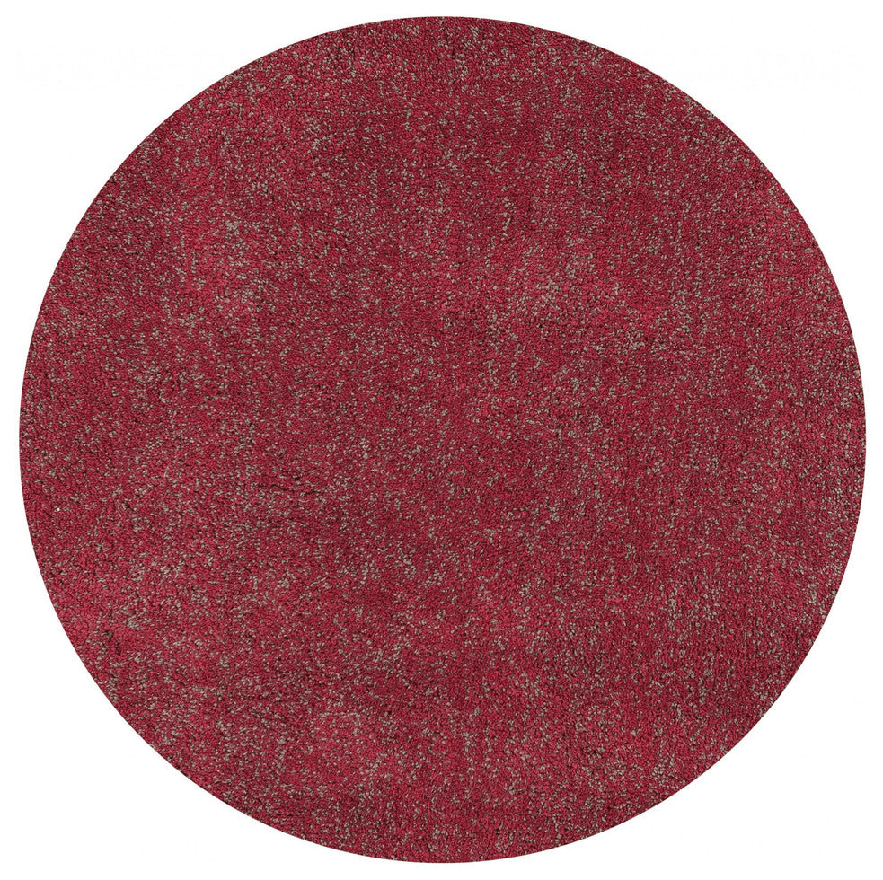 8' Round  Polyester Red Heather Area Rug