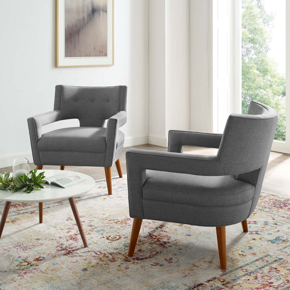 Armchair Accent Chair, Set of 2, Fabric, Gray, Modern, Lounge Hospitality