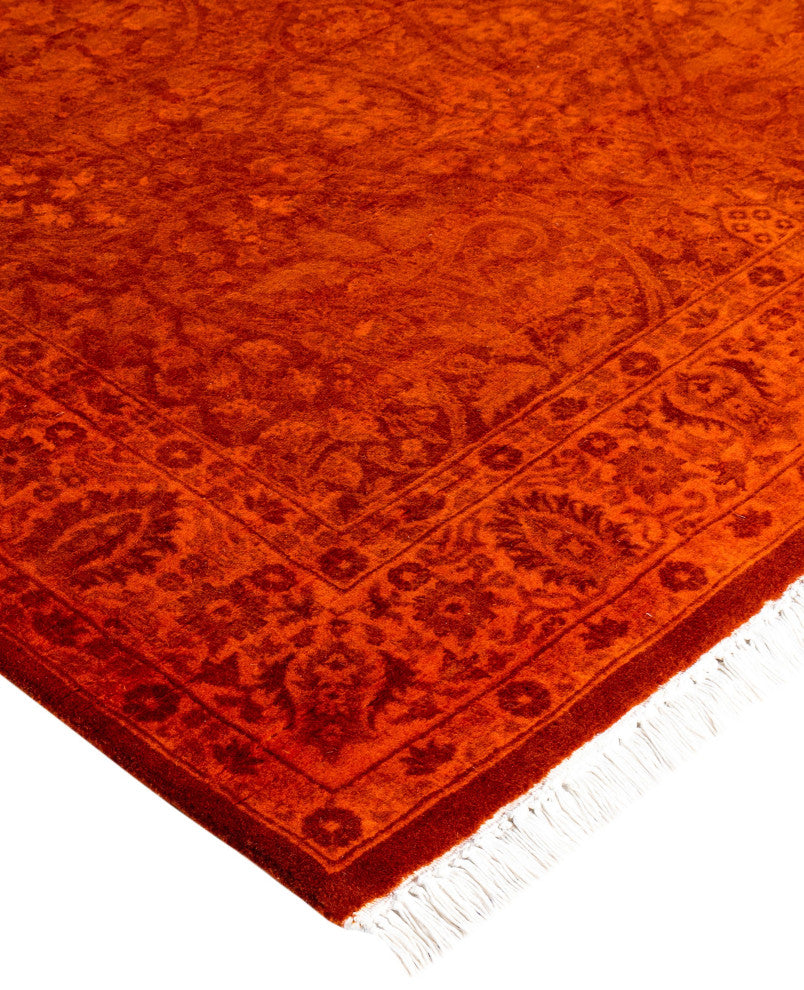 Overdyed One-of-a-Kind Hand-Knotted Area Rug Orange, 4' 2" x 6' 0"