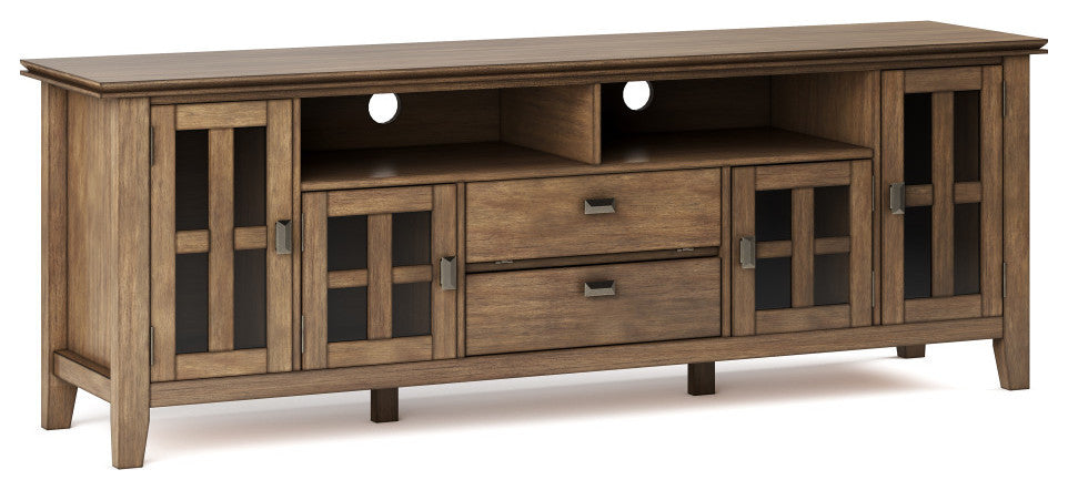Artisan Solid Wood 72" TV Media Stand For TVs up to 80", Rustic Natural Aged Brown