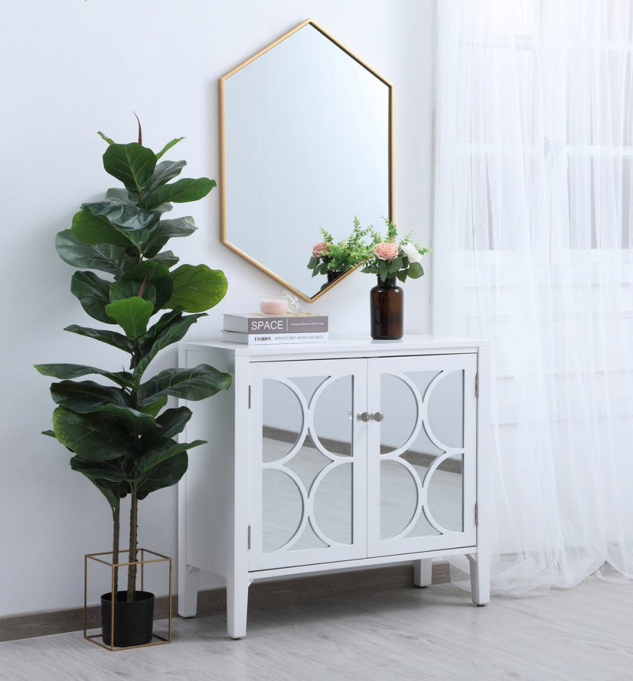 Metal Frame Hexagon Mirror 24", Brass