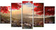 Taiwan Township with Red Trees, Large Landscape Canvas Art, 60"x32", 5 Panels