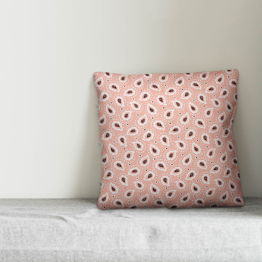Paisely Pattern, Pink Outdoor Throw Pillow, 20"x20"