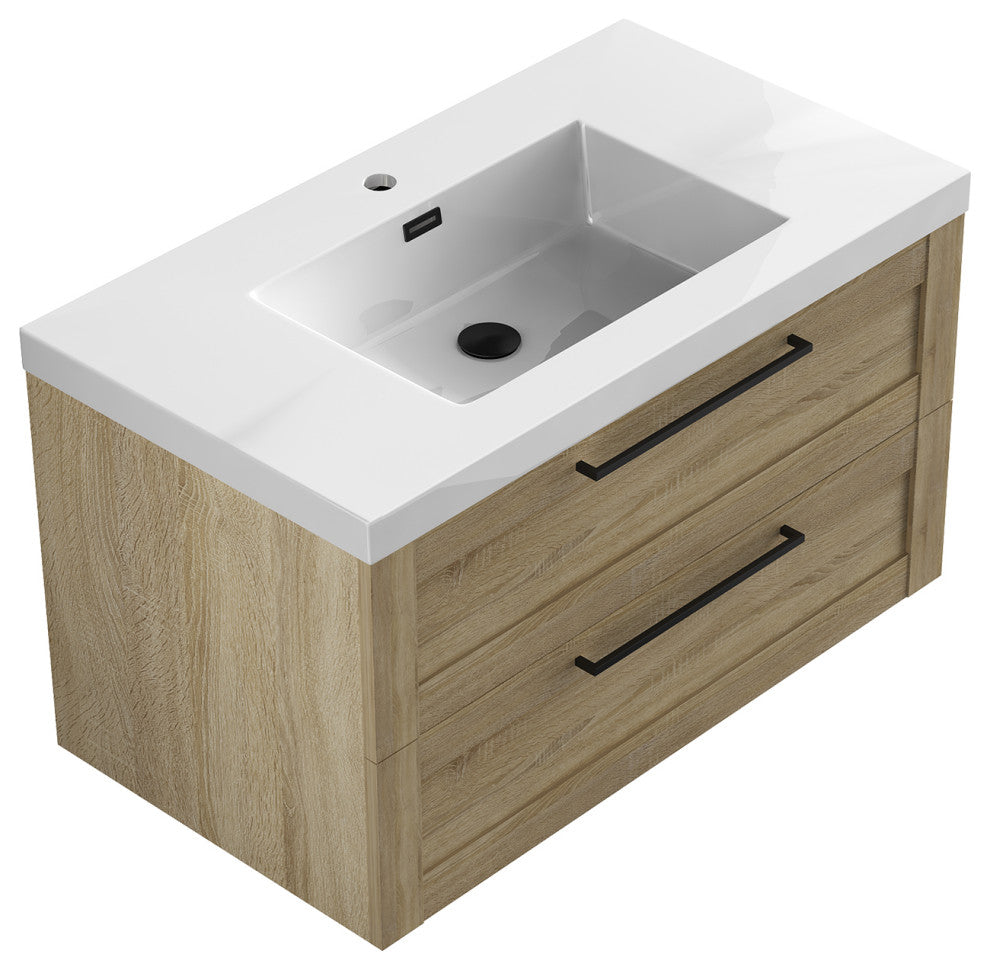 The Cosmo Wall Mounted Modern Bathroom Vanity, Ace, 36"