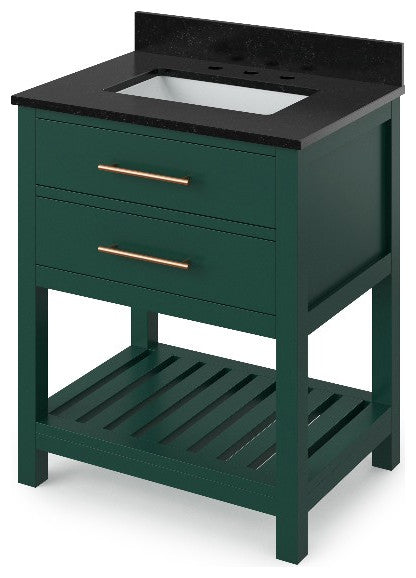 Wavecrest Contemporay Forest Green 30" Vanity, Black Granite Top